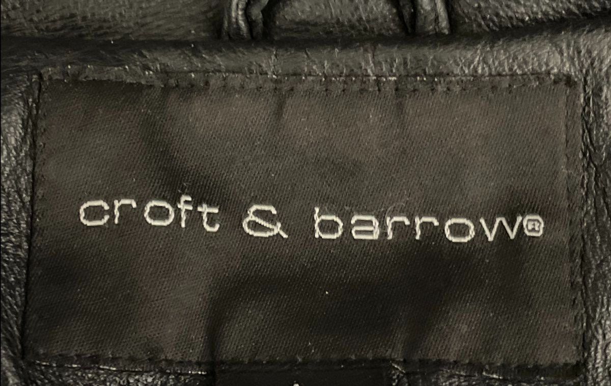 Croft & Barrow Men's Black Genuine Leather Full Zip Bomber Jacket Sz L