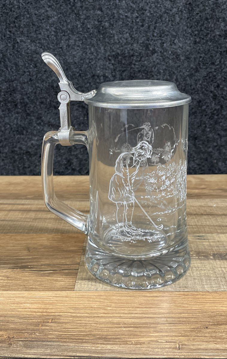 Domex Golf Etched Glass Beer Stien