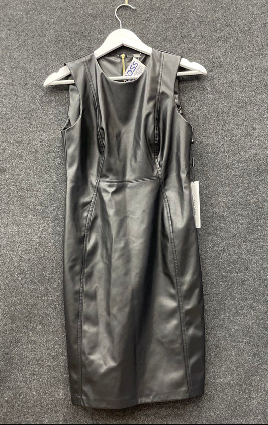 Calvin Klein Women's Black Faux Leather Sheath Dress Sleeveless NWT Sz 6P