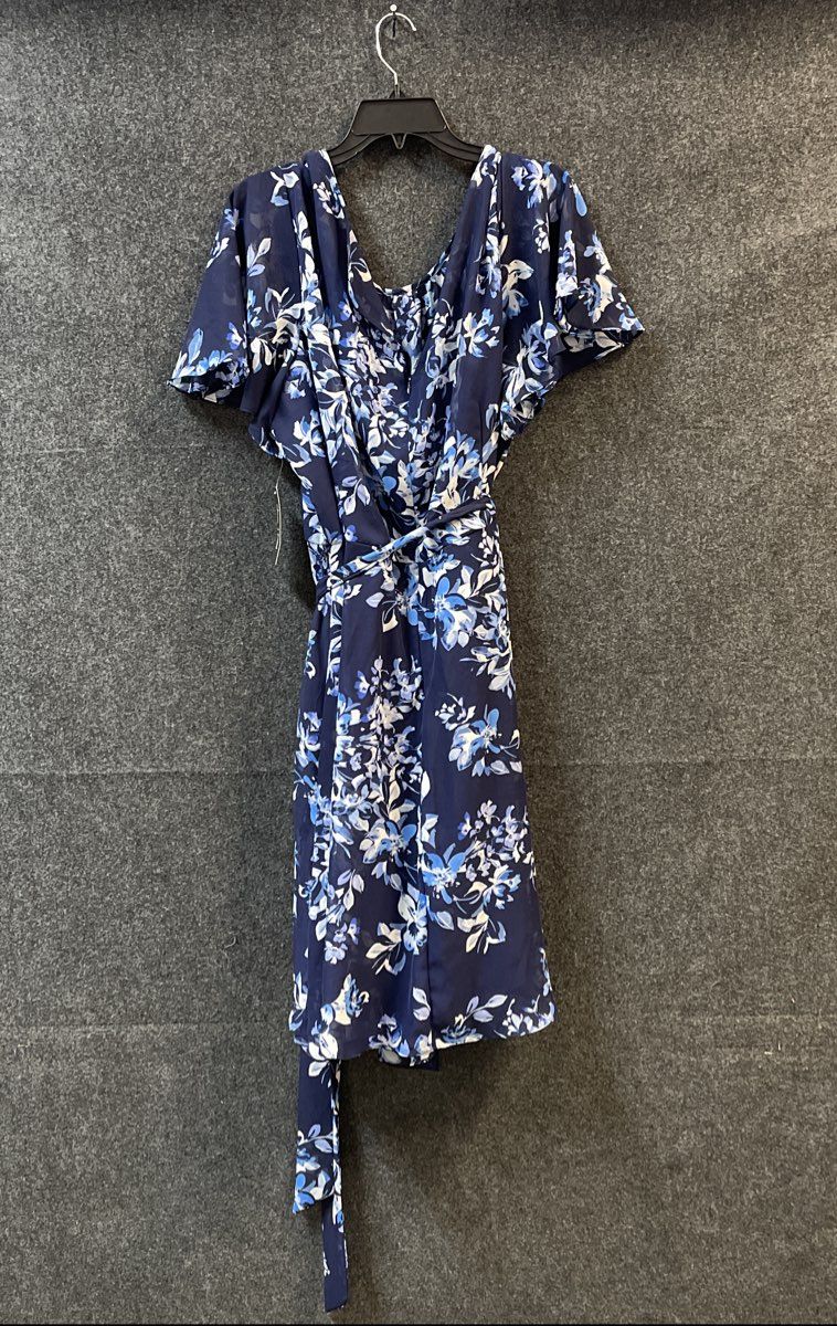 Jessica Howard Women's Floral Midi Dress Blue Flutter Sleeve NWT Size 22W