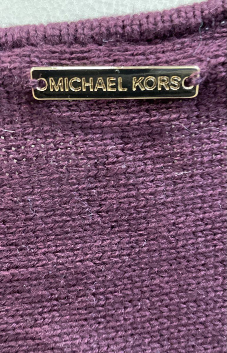 Michael Kors Women's Maroon Knit Long Sleeve Side Zip Top Sweater Sz L