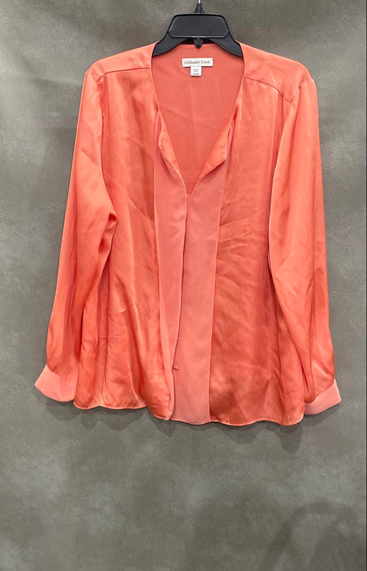 Coldwater Creek Women's Pink Long Sleeve Split Neck Layered Blouse Sz XL 18