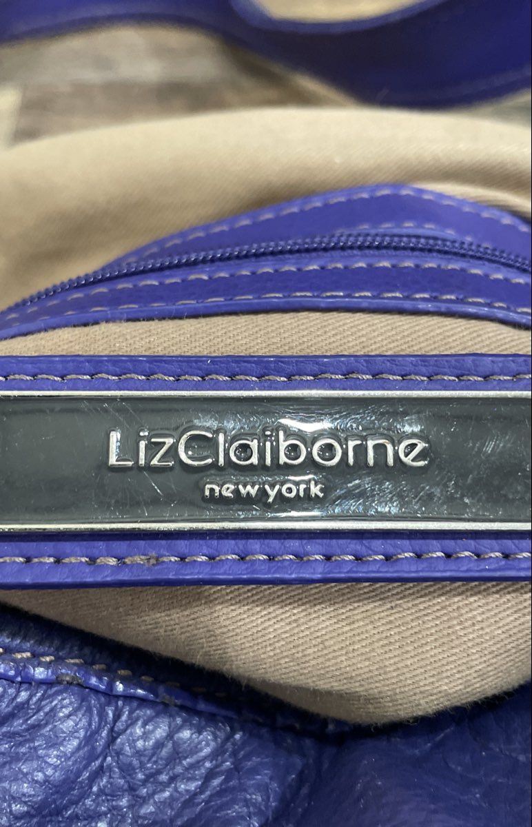 Liz Claiborne Purple Pebbled Leather Hobo Shoulder Bag Silver Hardware