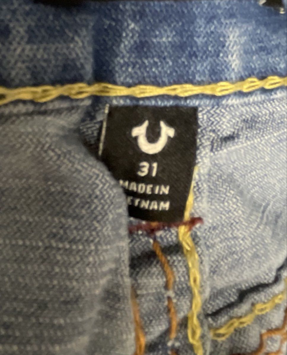 True Religion Men's Rocco Relaxed Skinny Jeans Light Wash Flap Pocket Sz 31