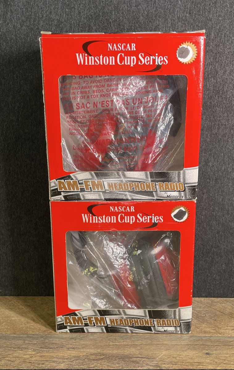 IOB Lot Of 2 Memorex Nascar Winston Cup Series AM-FM Headphone Radio