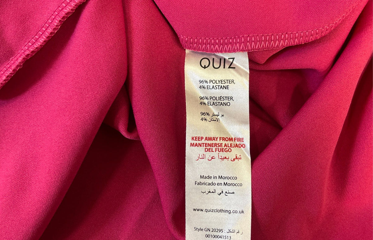Quiz Women's Pink Scuba Crepe Puff Sleeve Wrap Front Maxi Dress Sz 12 NWT