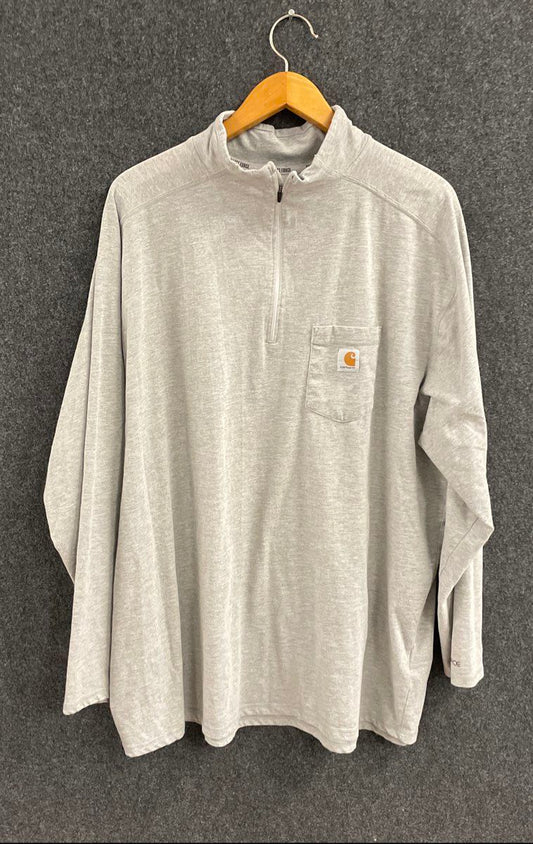 Carhartt Men's Heather Gray Force Relaxed Fit Quarter Zip Pocket Shirt Sz 4XL