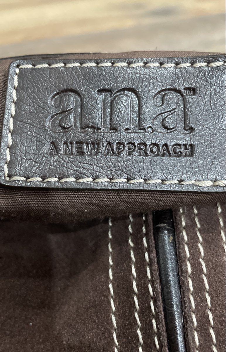 a.n.a A New Approach Brown Suede Leather Studded Hobo Shoulder Bag Large