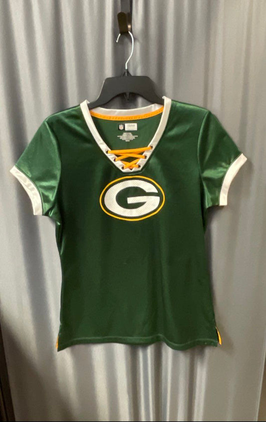 NFL Team Apparel Women's Green Bay Packers Green Lace-Up Top Sz M