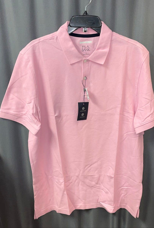 Jos. A. Bank Men's Pink Short Sleeve Polo Shirt Traditional Fit Cotton Sz L NWT
