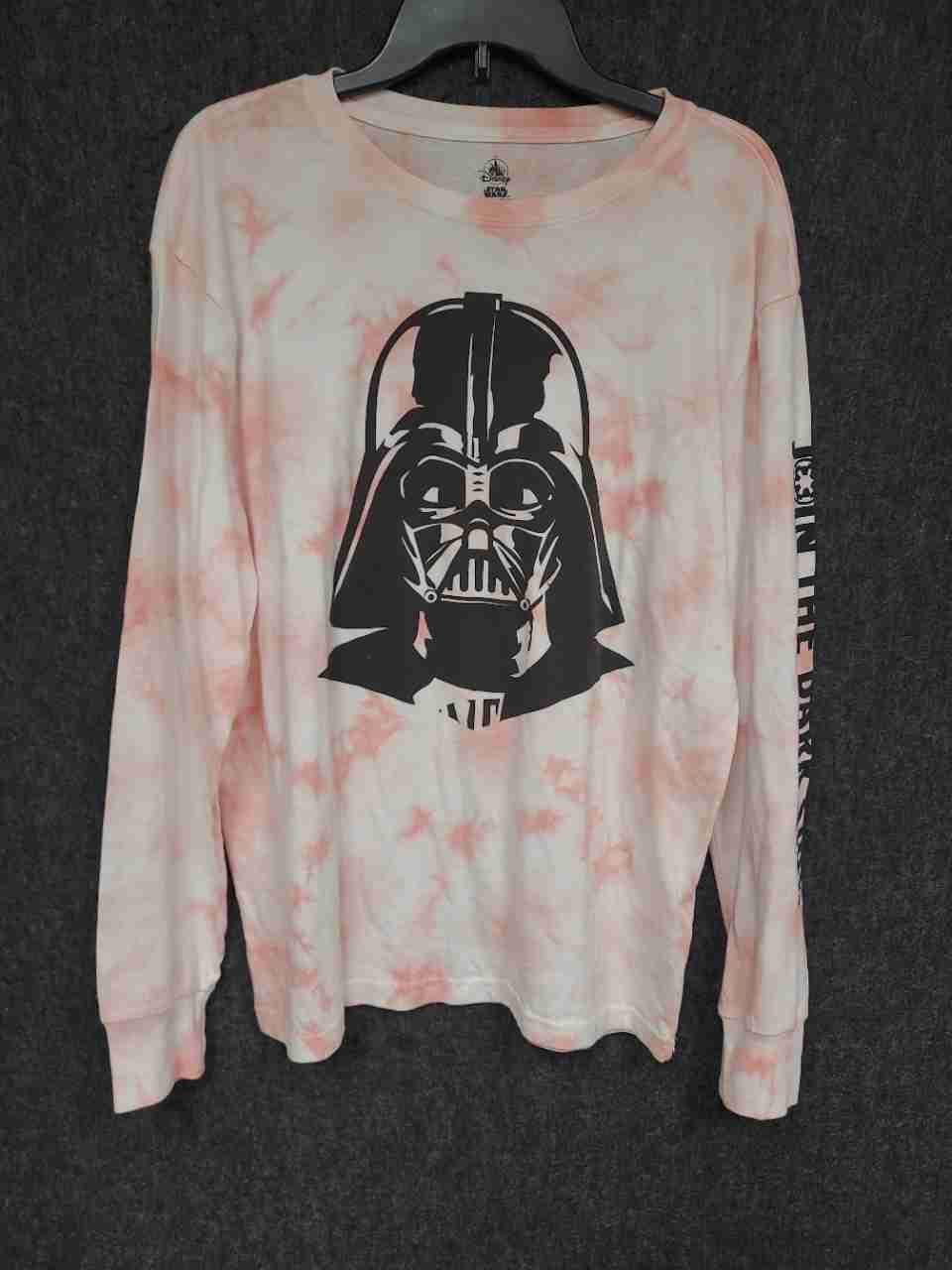 Disney Star Wars Men's Pink Tie Dye Darth Vader Long Sleeve Shirt Sz M NWT