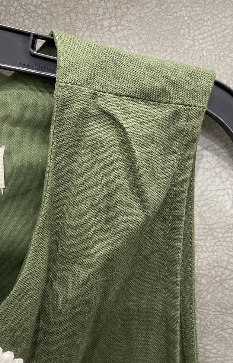 52seven Women's Green Sleeveless Rayon Linen Lace V-Neck Tunic Top Sz XL