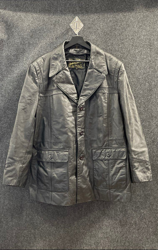 Vintage 80s Golden Collection Raffaelo Men's Black Leather Jacket Sz L 46