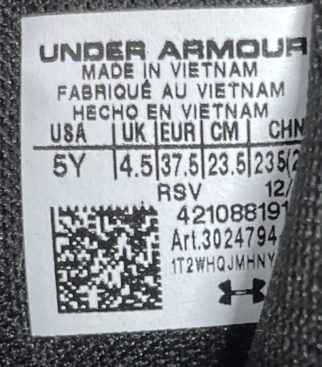 Under Armour Jet '21 Black White Basketball Shoes Youth Size 5Y