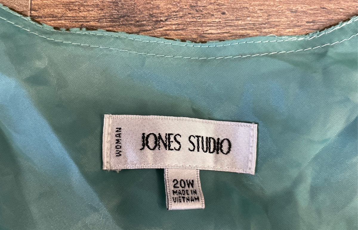 Jones Studio Women's Teal Green Paisley Ruffled Tiered Maxi Dress Sz 20W