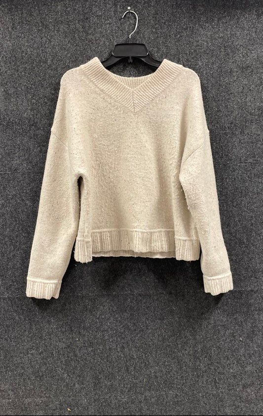 Jessica Simpson Women's Reversible Sweater Oatmeal Flecked Knit V-Neck Size L