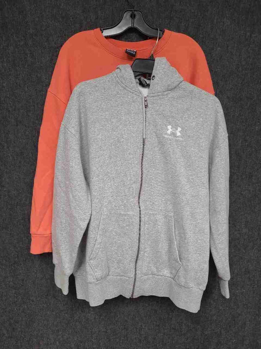 Under Armour Women's Lot 2 Sweatshirts Gray Zip Hoodie Orange Crewneck Sz S M
