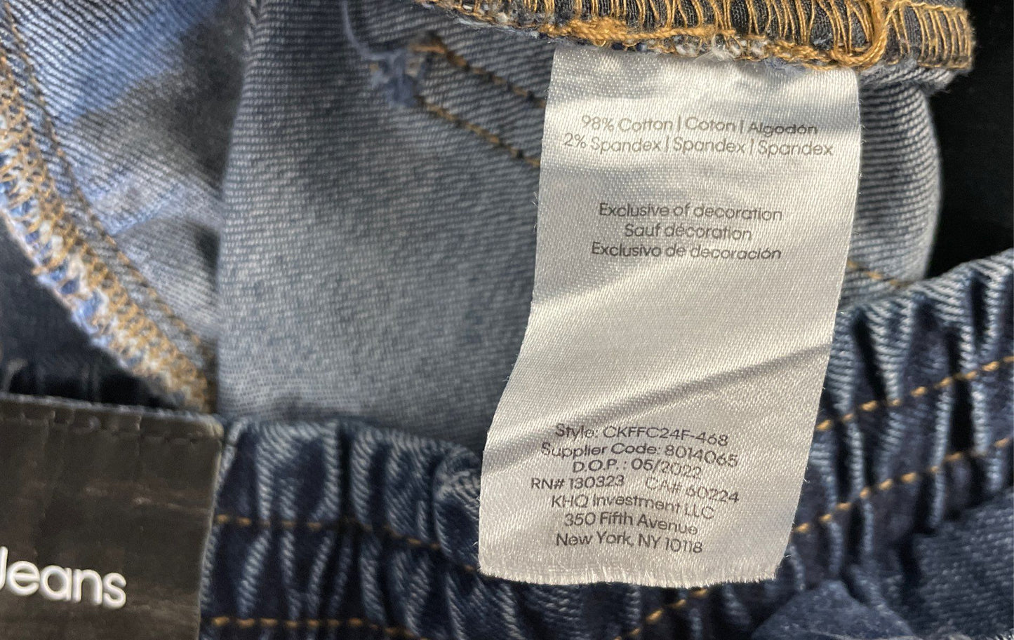 Calvin Klein Jeans Boys' Slim Straight Blue Elastic Drawstring Jeans Sz 20