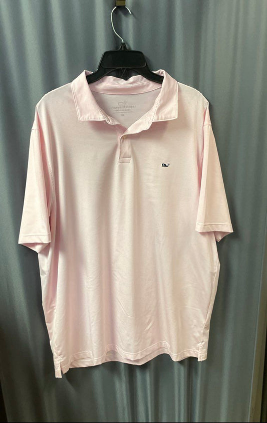 Vineyard Vines Men's Pink Edgartown Performance Polo Shirt Striped Sz XL
