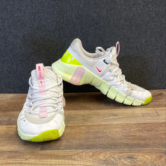 Nike Free Metcon 5 White Volt Pink Women's Training Shoes Size 8.5