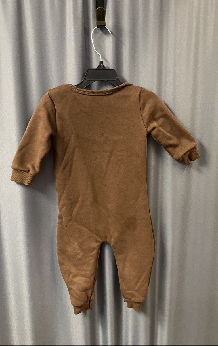 M&M's Brown Fleece Pullover Hoodie & Romper Lot Unisex Baby Toddler Sz 4 & 12M