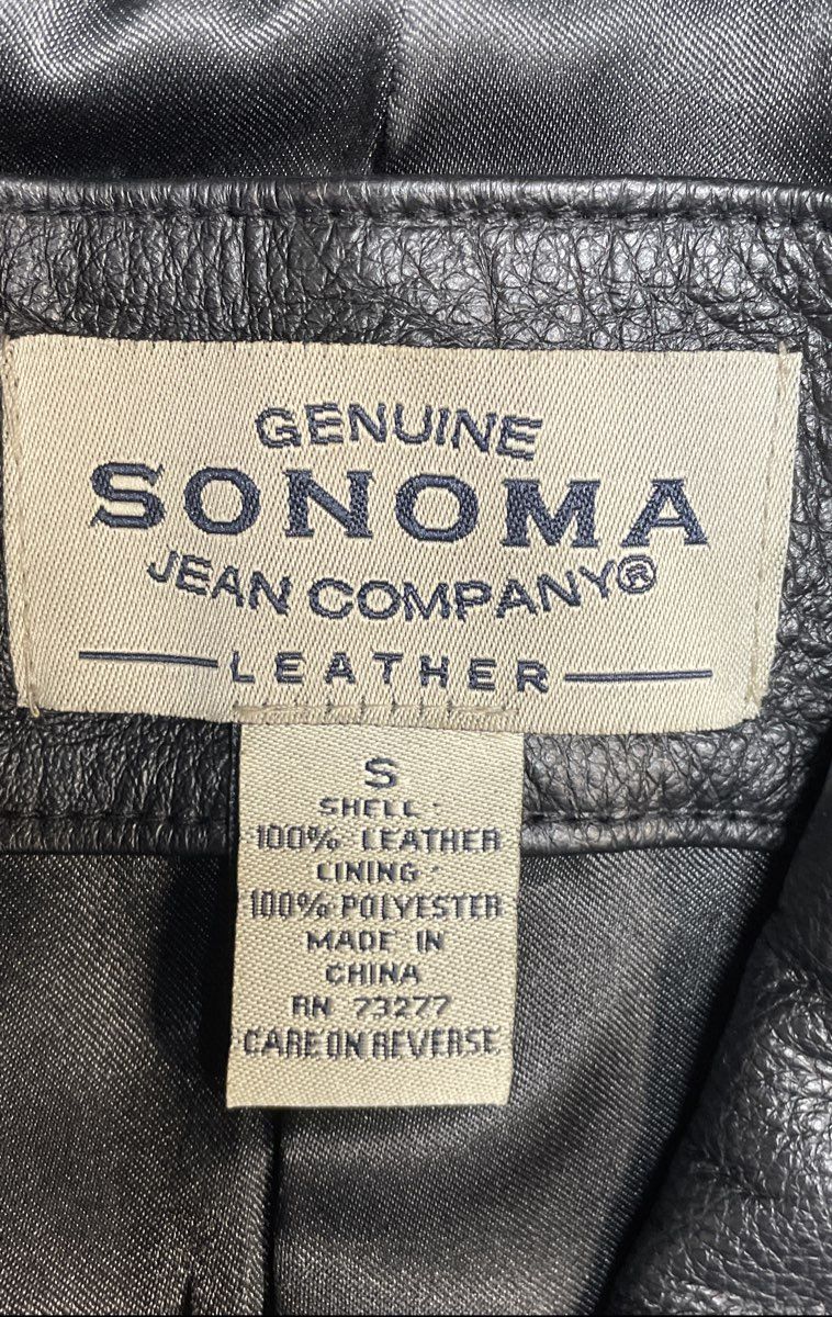 Vintage 90s Sonoma Women's Black Genuine Leather Jacket Blazer Sz S