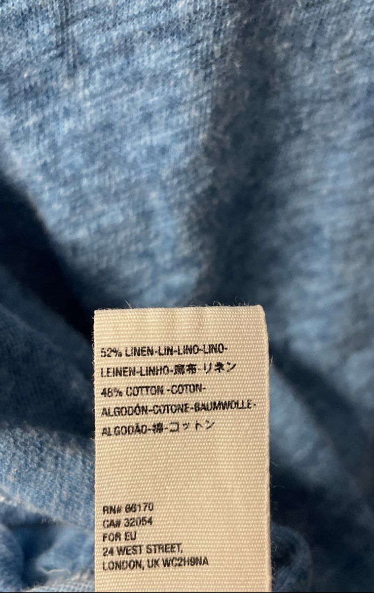 We the Free Women's Blue Linen Blend V-Neck Short Sleeve High Low Top Size S