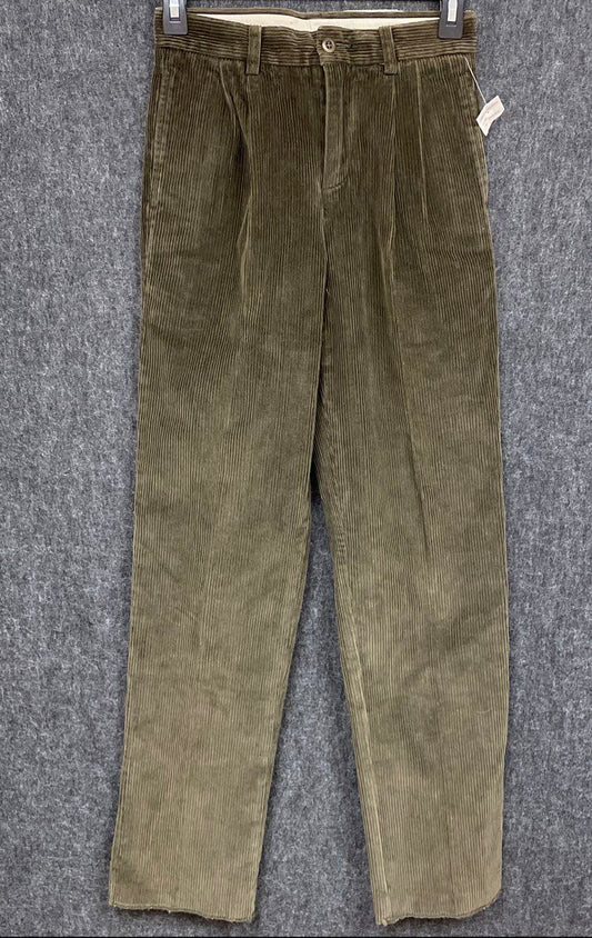 Vintage Brooks Brothers Boy's Olive Green Corduroy Pleated Pants Size 10 NWT