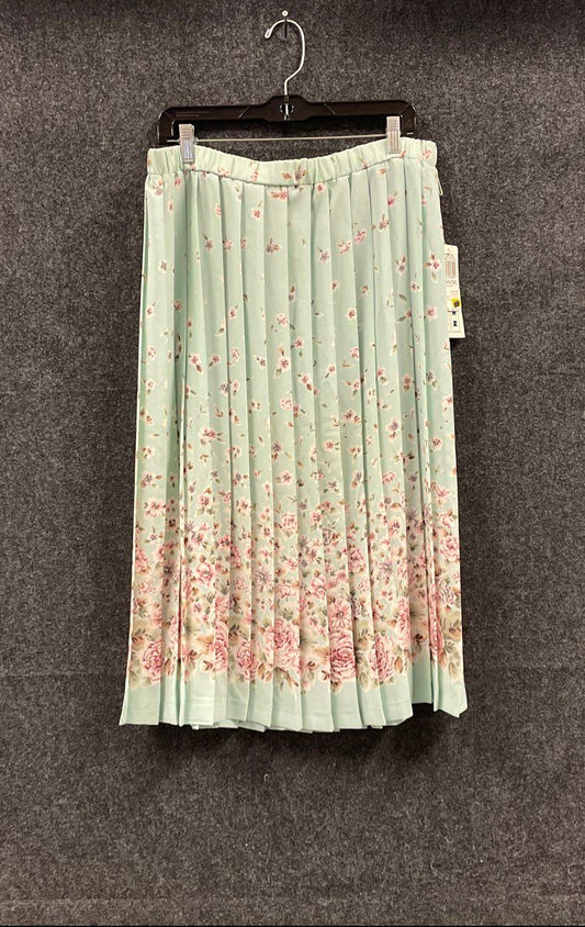 Vintage 90s Jantzen Classics Women's Mint Floral Pleated Midi Skirt NWT Sz 18