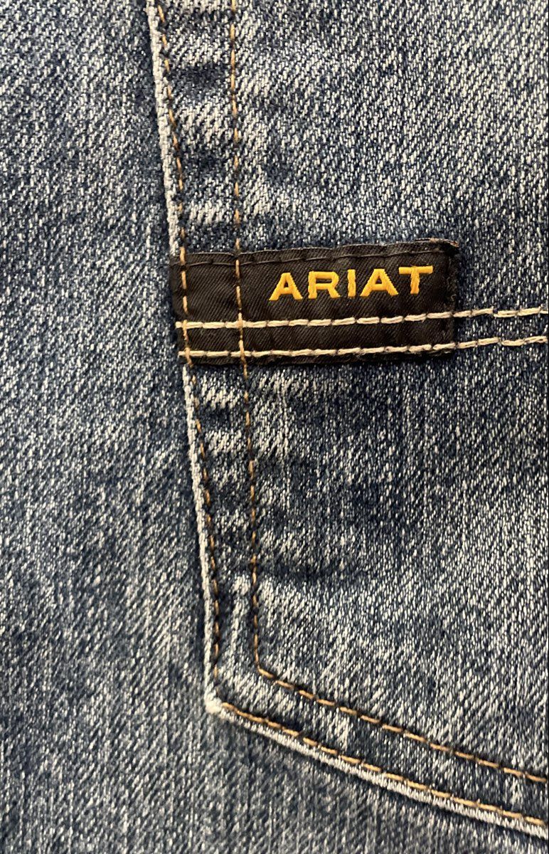 Ariat Men's Rebar M4 Low Rise Boot Cut Blue Denim Workwear Jeans
