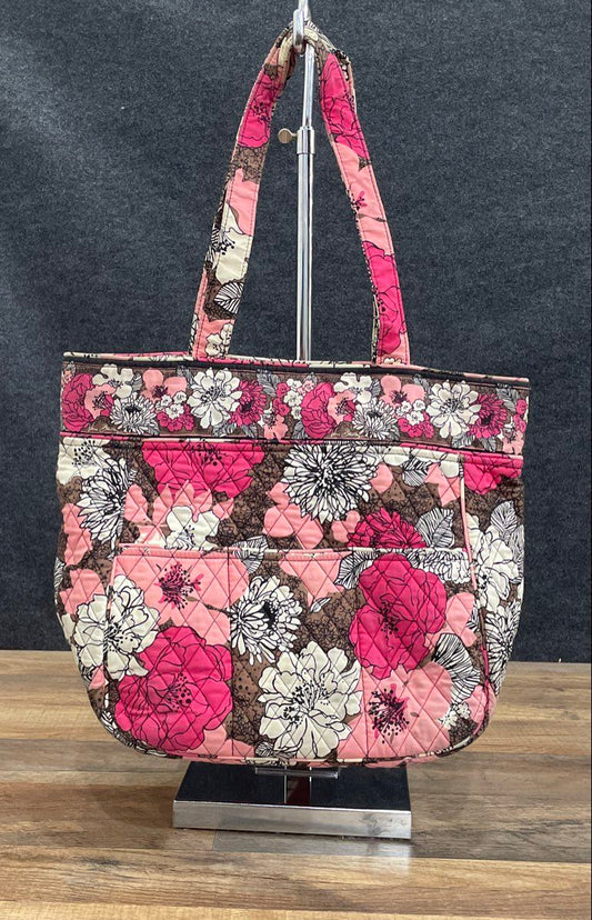 Vera Bradley Symphony in Hue Pink Floral Quilted Cotton Large Vera Tote Bag
