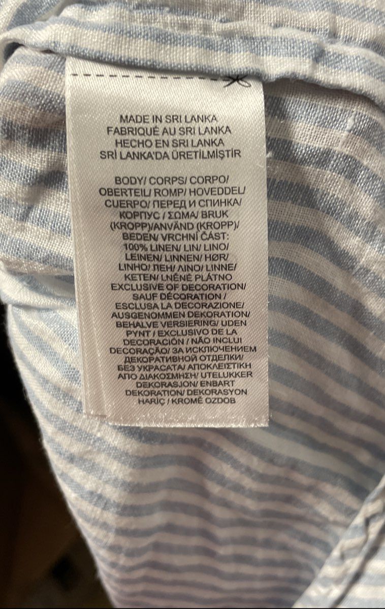 Lauren Ralph Lauren Women's Blue Striped 100% Linen Button Down Shirt Sz XL