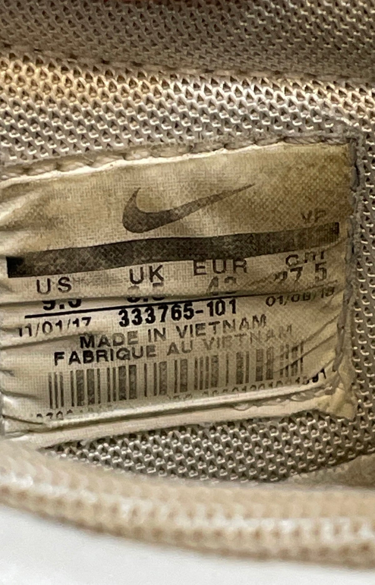 Nike Reax White Metallic Silver Training Running Shoes 333765-101 Size 9.5