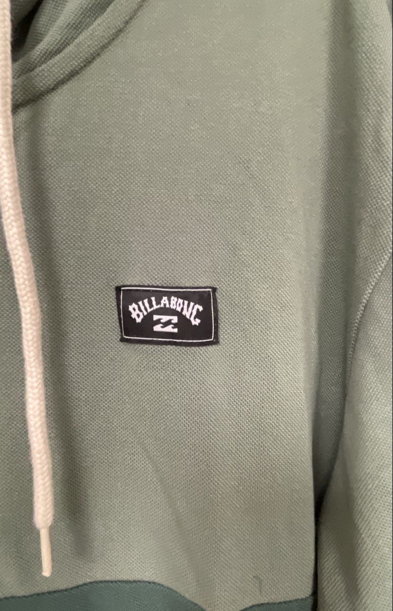 Billabong Men's Green Two-Tone Textured Knit Full Zip Hoodie Jacket Size Large