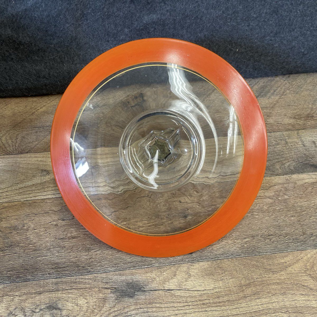 Vintage Style Orange and Gold Glass Serving Tray