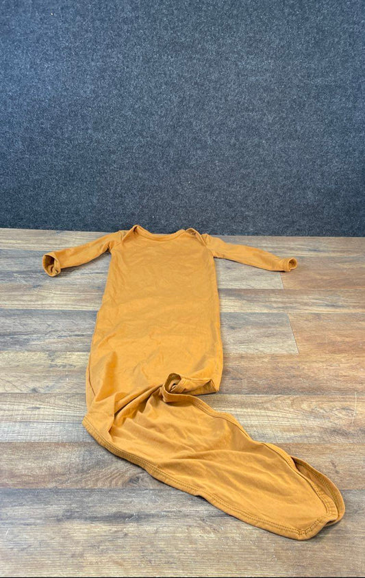 Marlowe & Co Baby Mustard Knotted Sleeper Gown Organic Cotton Size 0-3M