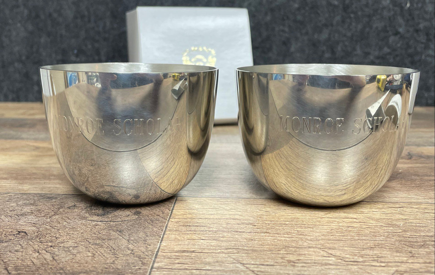 Camelot Pewter The Jefferson Cup Set of 2 Monroe Scholar Engraved Vintage