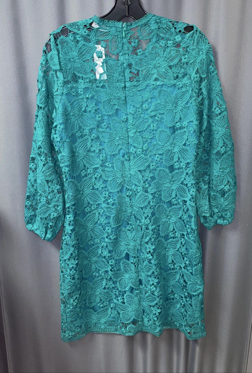 NWT Women's Emerald Green New York & Company Long Sleeve Lace Dress - Size M