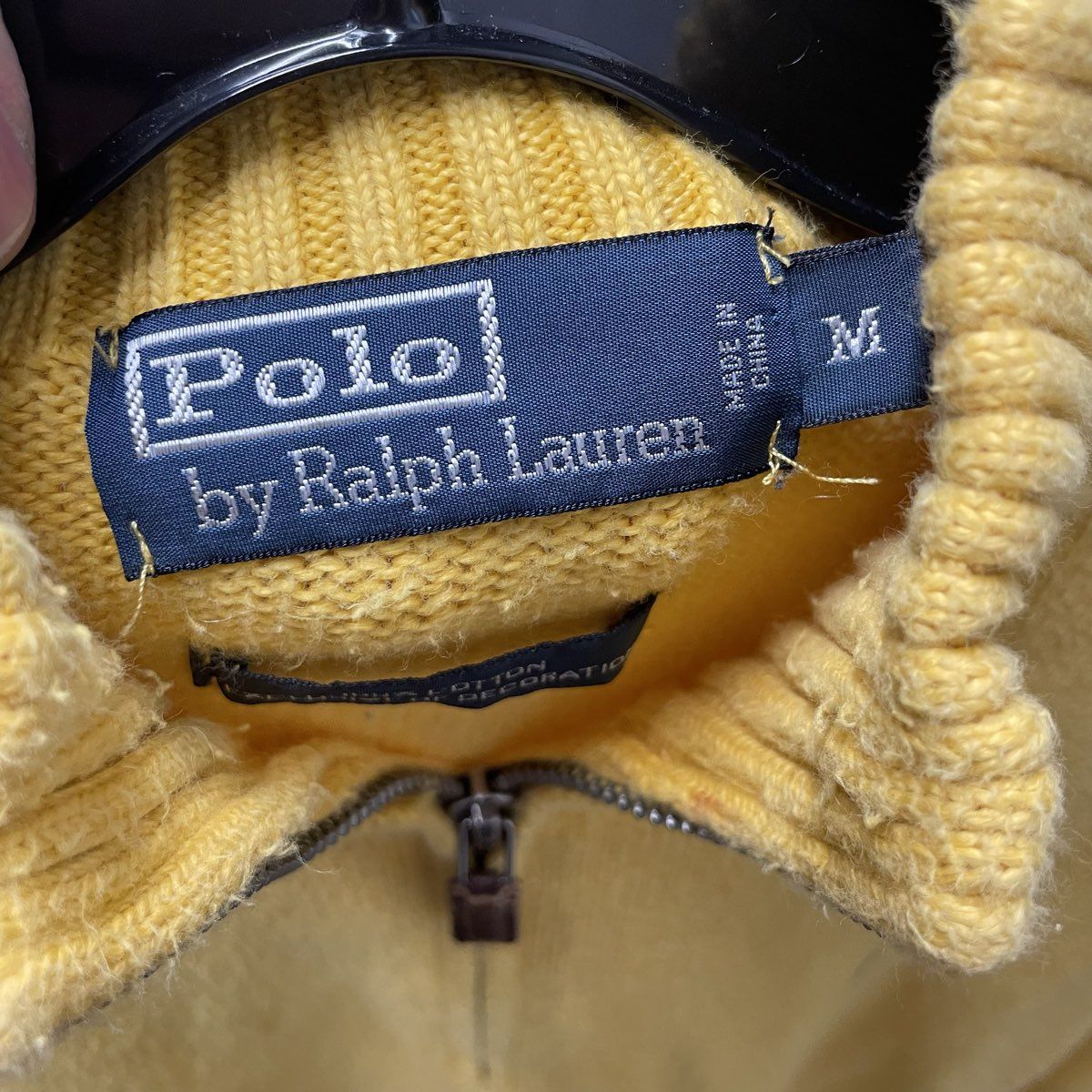 Polo Ralph Lauren Men's Yellow 1/4 Zip Pullover Cotton Knit Sweater Sz M
