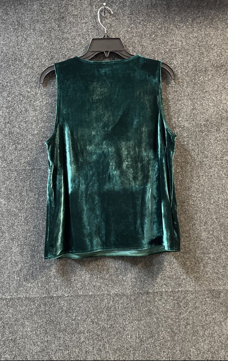 J.Crew Women's Emerald Green Velvet V-Neck Sleeveless Top Shell Sz M NWT