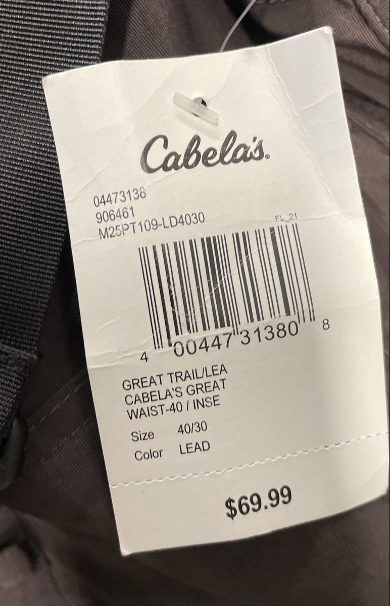 Cabela's Men's Great Trail Convertible Cargo Pants Lead Nylon NWT Size 40x30