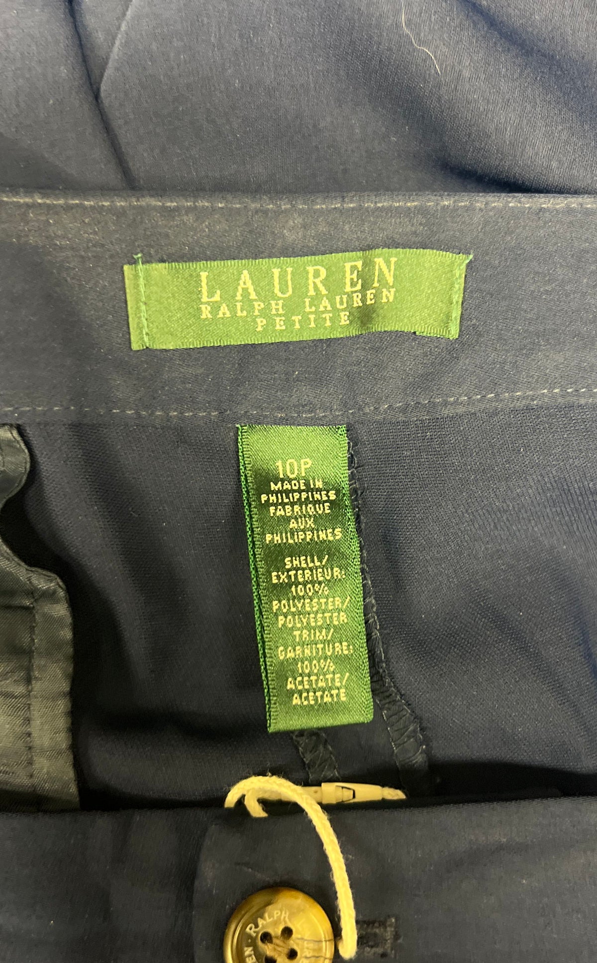 Lauren Ralph Lauren Women's Navy Petite Straight Leg Flat Front Pants Sz 10P