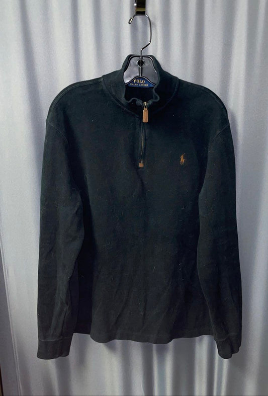 Polo Ralph Lauren Men's Black Cotton Estate Rib Quarter-Zip Pullover Size M