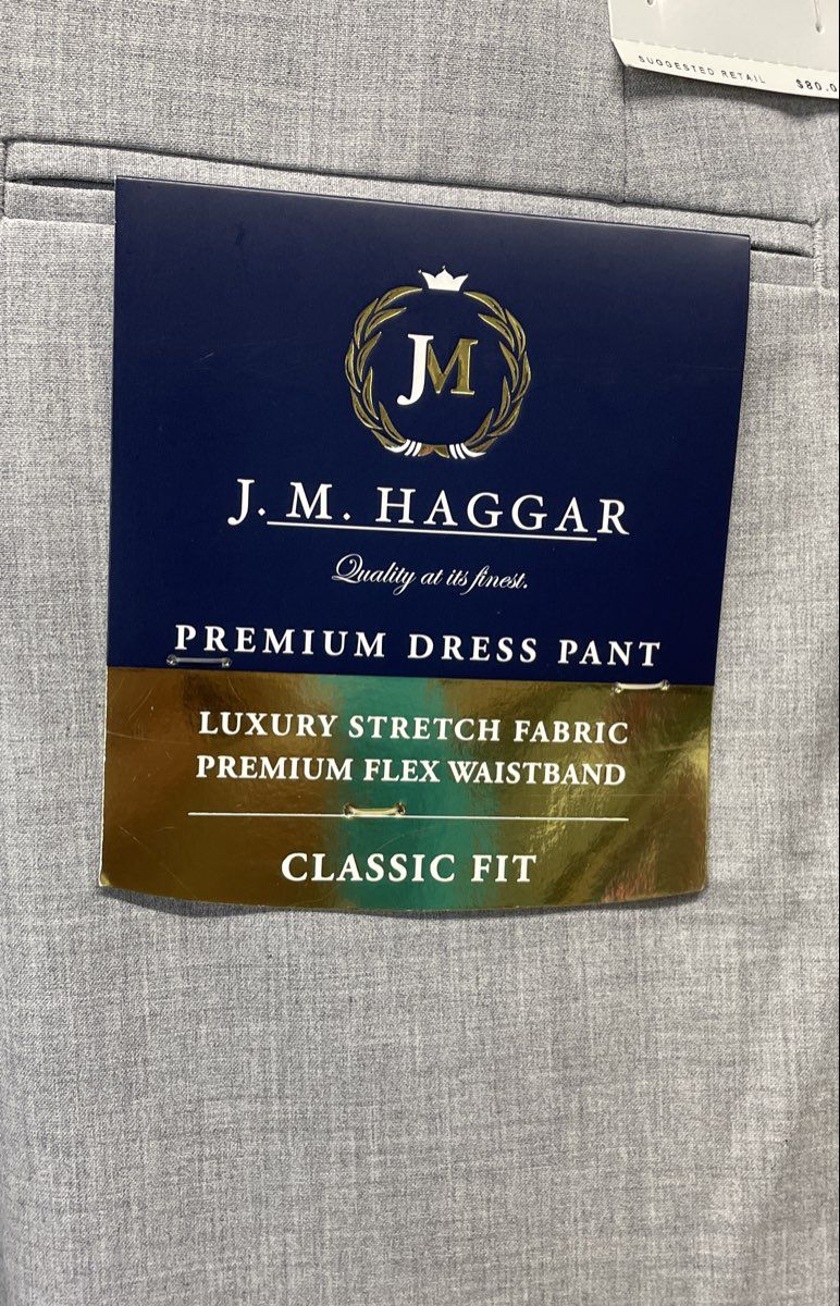 J.M. Haggar Men's Light Grey Premium Flex Classic Fit Dress Pants 40x32 NWT