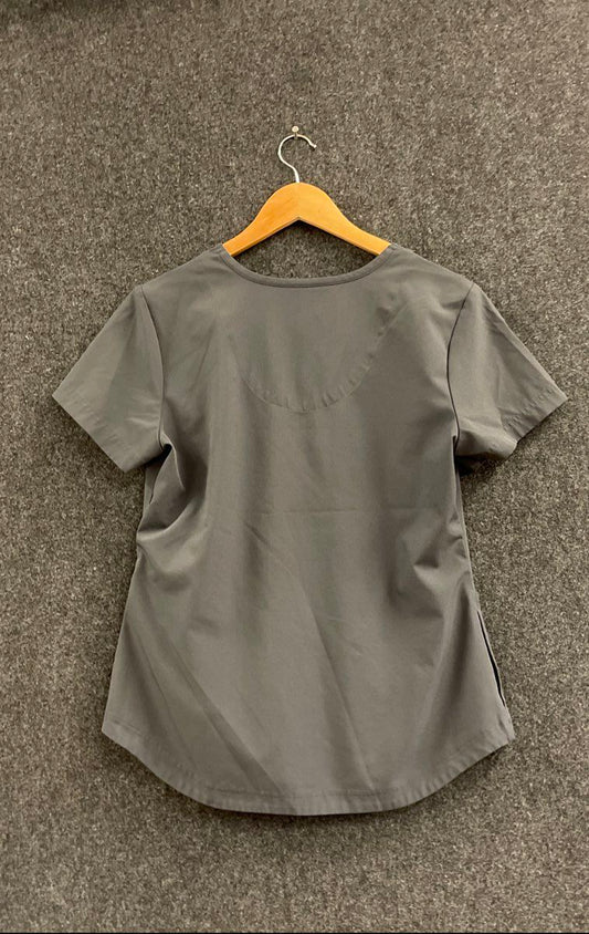 Skechers by Barco Women's Scrub Top Charcoal Gray V-Neck Zipper Pocket Size M