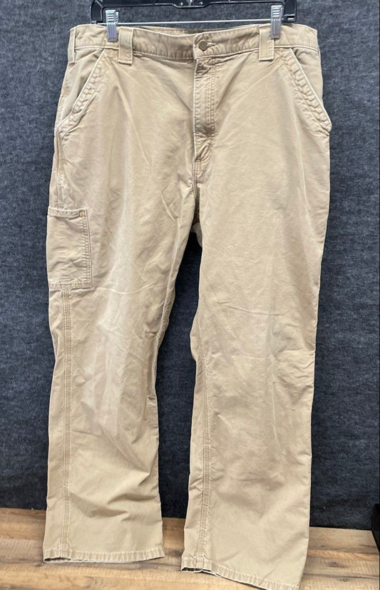Carhartt Men's B151 Dark Khaki Canvas Work Dungaree Pants Sz 38x32
