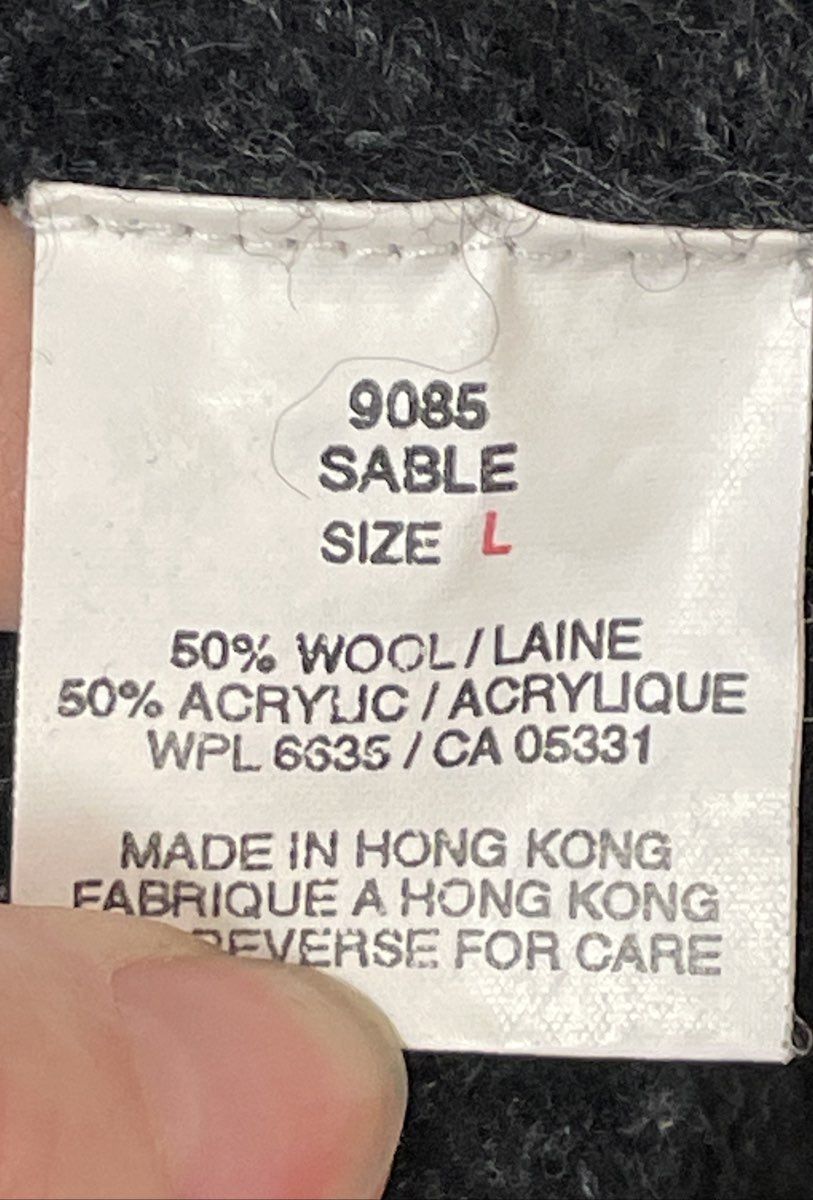 Vintage 90s Woolrich Men's Gray Orange Striped Wool Blend V-Neck Sweater Sz L