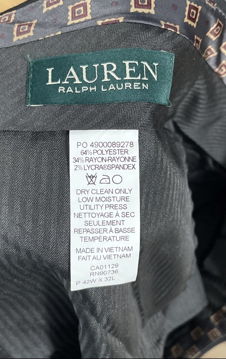 Lauren Ralph Lauren Men's Black Flat Front Stretch Dress Pants Size 42x32