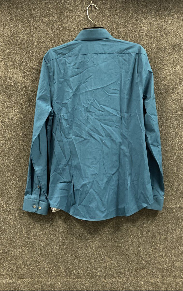 Express Men's 1MX Long Sleeve Dress Shirt Blue Teal Cotton Blend Stretch NWT L
