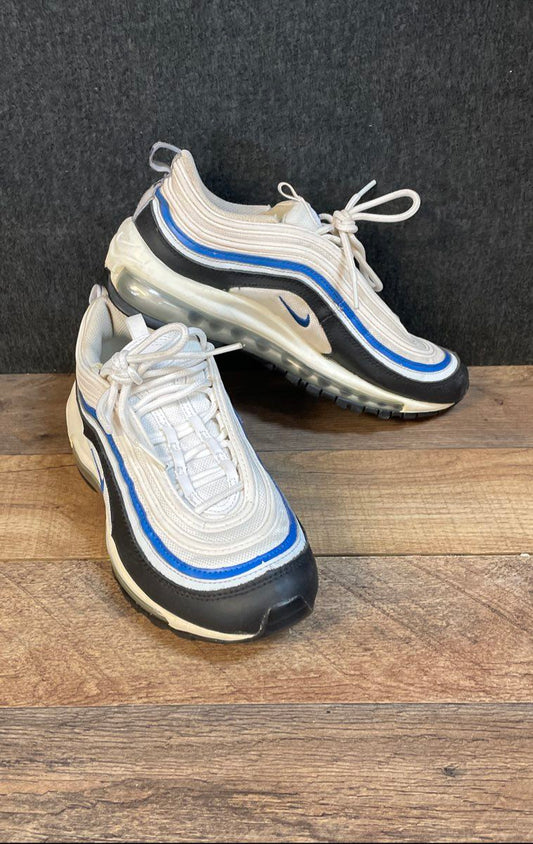 Nike Air Max 97 White Game Royal Black Sneakers Youth Size 6.5Y